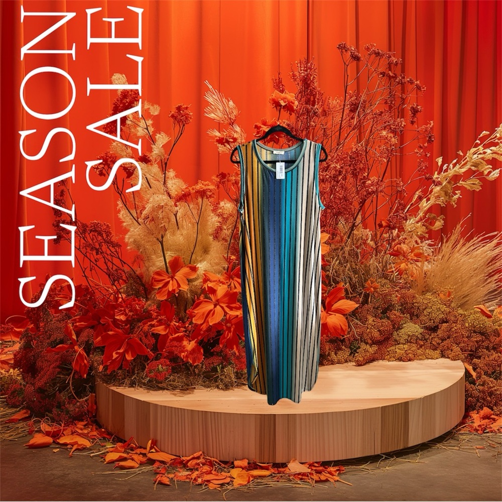 New!!! Stylish striped dress with fall colors, perfect for casual wear Sz 1X